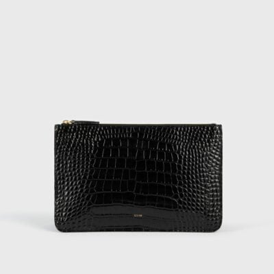 Toteme Threefold croco-embossed clutch black - Image 1
