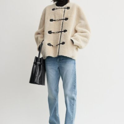 Toteme Teddy shearling clasp jacket off-white — XXS - Image 1