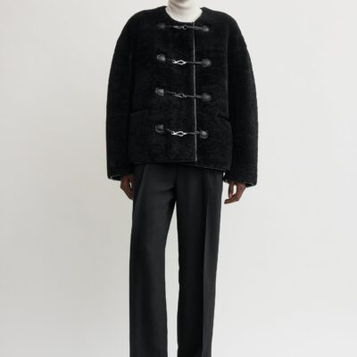Toteme Teddy shearling clasp jacket black — XXS - Image 2