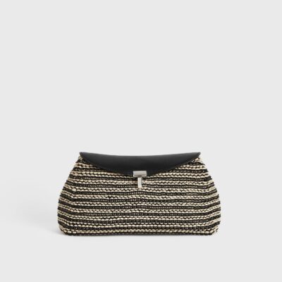 Toteme T-lock woven-leather clutch black/sand - Image 1