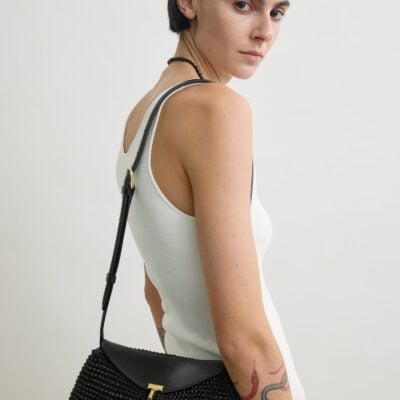 Toteme T-lock woven-leather clutch black - Image 2