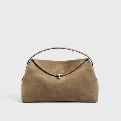 Toteme T-lock suede top handle tobacco - Image 1