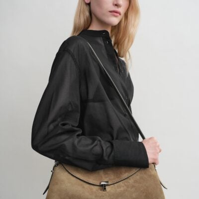 Toteme T-lock suede top handle tobacco - Image 2