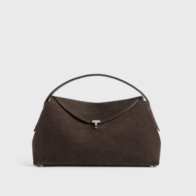 Toteme T-lock suede top handle brown - Image 1