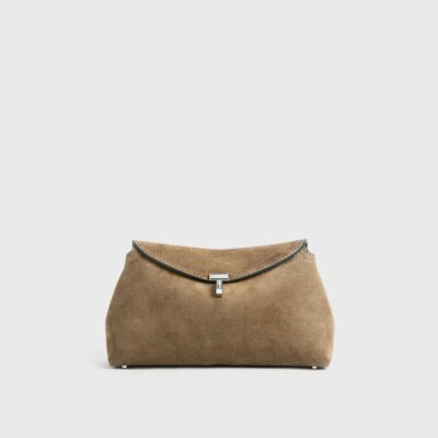 Toteme T-lock suede clutch tobacco - Image 1