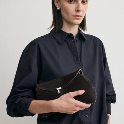 Toteme T-lock suede clutch espresso - Image 2