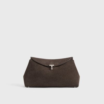 Toteme T-lock suede clutch brown - Image 1