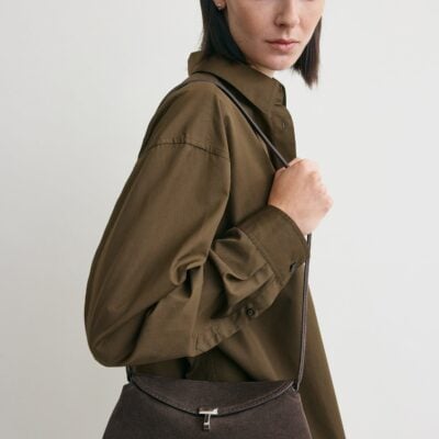 Toteme T-lock suede clutch brown - Image 2