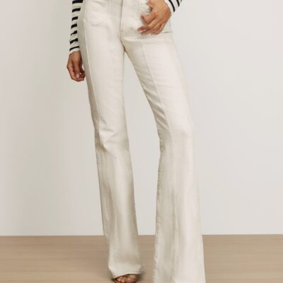 Veronica Beard Beverly Skinny-Flare Jeans — Ecru - Image 2