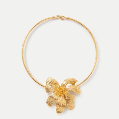 Veronica Beard Flower Collar Necklace — Gold - Image 1