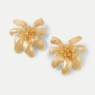 Veronica Beard Flower Statement Earring — Gold - Image 1