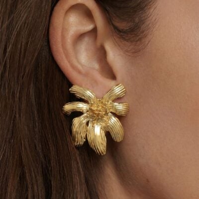 Veronica Beard Flower Statement Earring — Gold - Image 2
