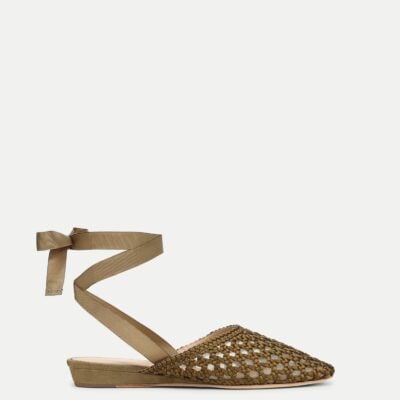Veronica Beard Malia Woven Satin Mule — Fennel Green - Image 1