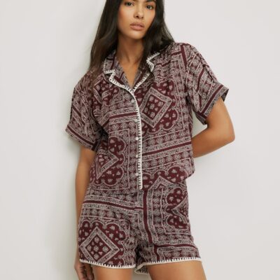 Veronica Beard Ilene Button-Down Shirt — Raisin/Dove - Image 1