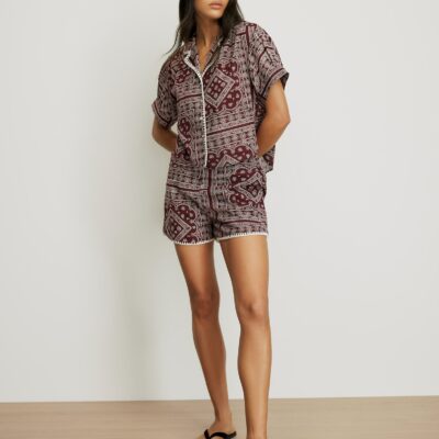 Veronica Beard Ilene Button-Down Shirt — Raisin/Dove - Image 2