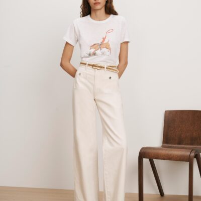 Veronica Beard Carla Crewneck T-Shirt — Cowgirl - Image 2