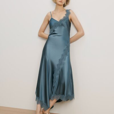 Veronica Beard Vernon Lace Maxi Dress — Blue Steel - Image 1