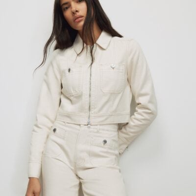Veronica Beard Patty Moto Jacket — Ecru - Image 1