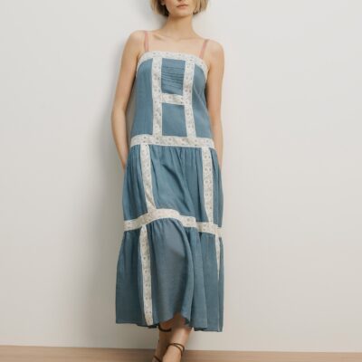 Veronica Beard Mazarine Maxi Dress — Blue Steel - Image 1