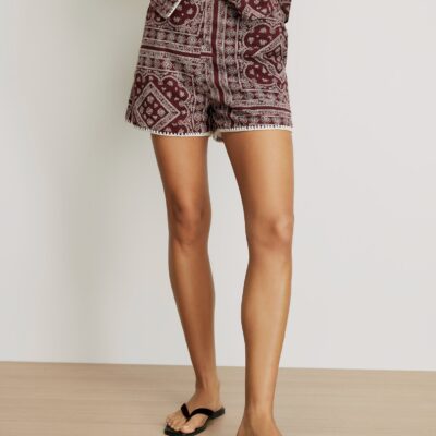 Veronica Beard Tennison Bandana Short — Raisin/Dove White - Image 2