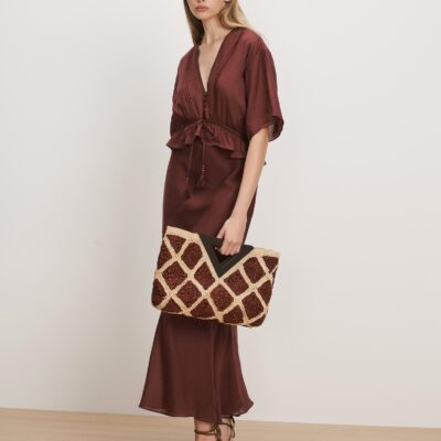 Veronica Beard Dominick Midi Dress — Raisin - Image 1
