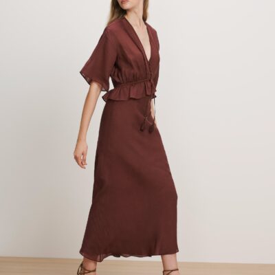 Veronica Beard Dominick Midi Dress — Raisin - Image 2