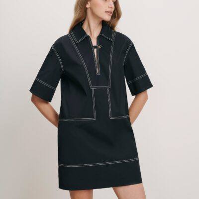 Veronica Beard Phelix Mini Dress — Navy - Image 1