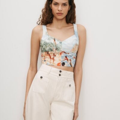 Veronica Beard Vonette Printed Tank Top — Sand Multi - Image 1