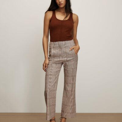 Veronica Beard Dova Plaid Wide-Leg Pant — Raisin Multi - Image 1