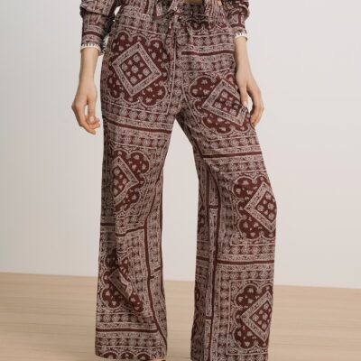 Veronica Beard Sylvester Wide-Leg Pant — Raisin/Dove White - Image 2