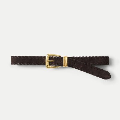 Veronica Beard Arch Suede Whipstitch Belt — Espresso - Image 1