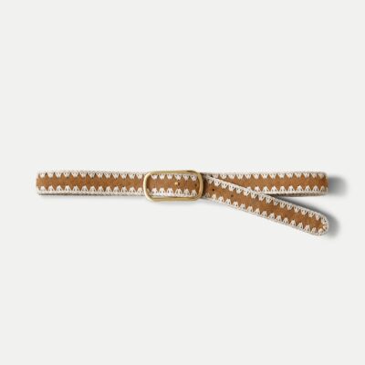 Veronica Beard Loop Suede Whipstitch Belt — Acorn Multi - Image 1