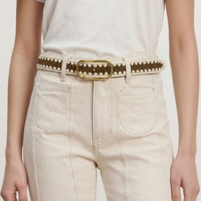 Veronica Beard Loop Suede Whipstitch Belt — Acorn Multi - Image 2