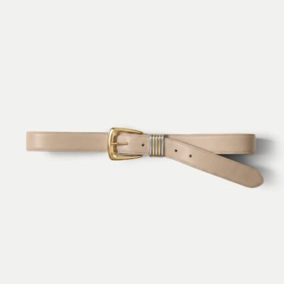 Veronica Beard Arch Leather Belt — Oat - Image 1