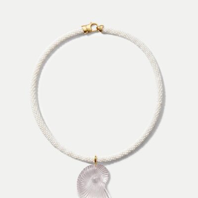 Veronica Beard Nautilus Shell Beaded Necklace — White - Image 1