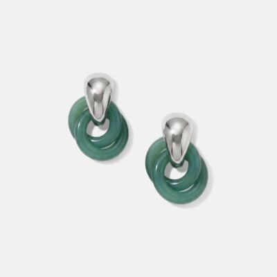 Veronica Beard Resin Link Drop Hoop Earring — Green/Silver - Image 1