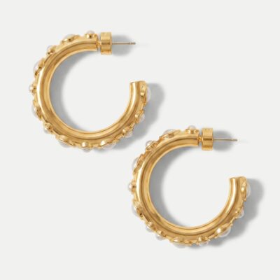 Veronica Beard Pearl Hoop Earring — Gold/Pearl - Image 1