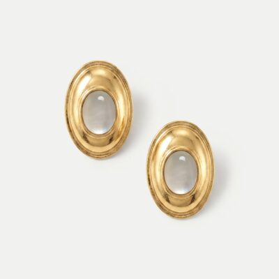 Veronica Beard Cat’s Eye Cabochon Earring — Gold - Image 1