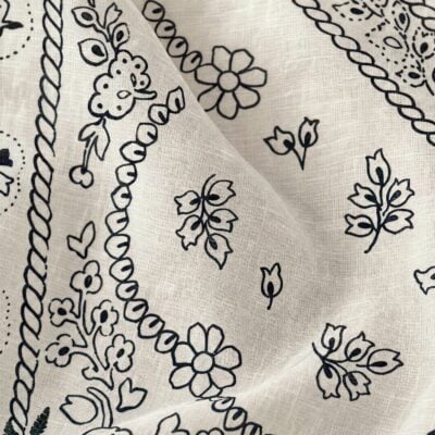 Veronica Beard Embroidered Bandana — Ecru/Navy - Image 2
