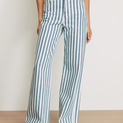 Veronica Beard Taylor Striped Wide-Leg Jean — Saltwater Stripe - Image 2