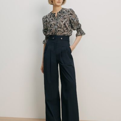 Veronica Beard Allman Wide-Leg Pant — Navy - Image 1