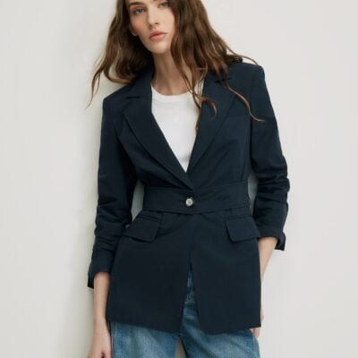Veronica Beard Howard Belted Jacket — Navy - Image 1