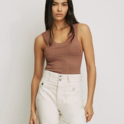 Veronica Beard Sandra Knit Tank Top — Chai - Image 1