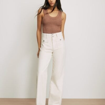 Veronica Beard Sandra Knit Tank Top — Chai - Image 2