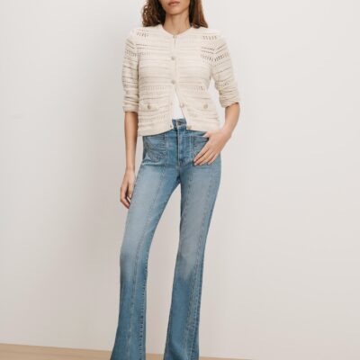 Veronica Beard Bellingham Pointelle Cardigan — Ecru - Image 2