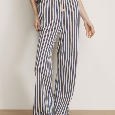 Veronica Beard Zosia Crochet Wide-Leg Pant — Ecru Bluefin Multi - Image 2
