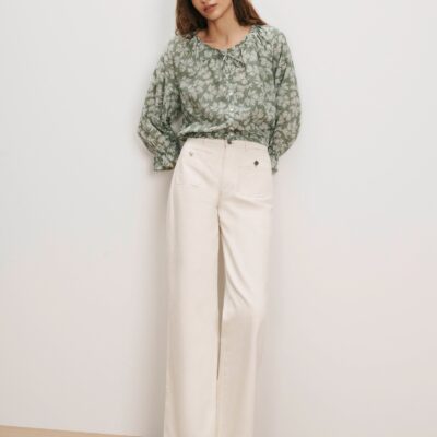Veronica Beard Williamsen Floral Blouse — Sage/Dove White - Image 2