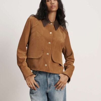 Veronica Beard Walters Suede Jacket — Whisky - Image 1