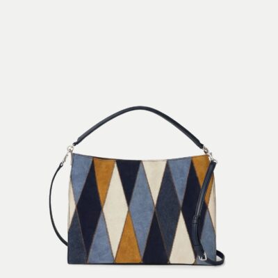 Veronica Beard Vida Patchwork Shoulder Bag — Blue Multi - Image 1