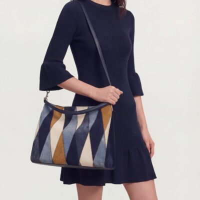 Veronica Beard Vida Patchwork Shoulder Bag — Blue Multi - Image 2